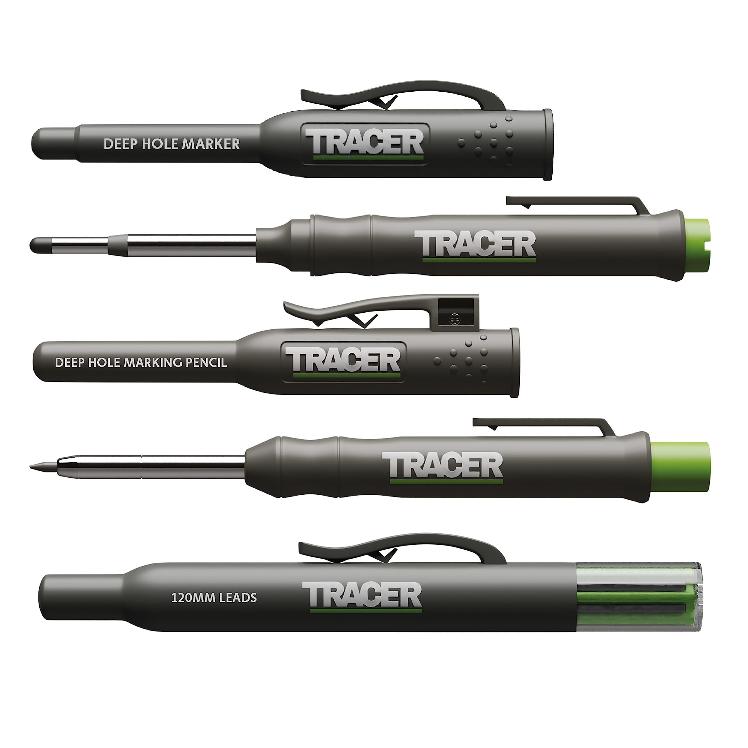 Tracer Complete Deep Hole Marking Kit - (Including Double-Tipped Deep Hole Permanent Marker, Deep Hole Construction Pencil, 6X R