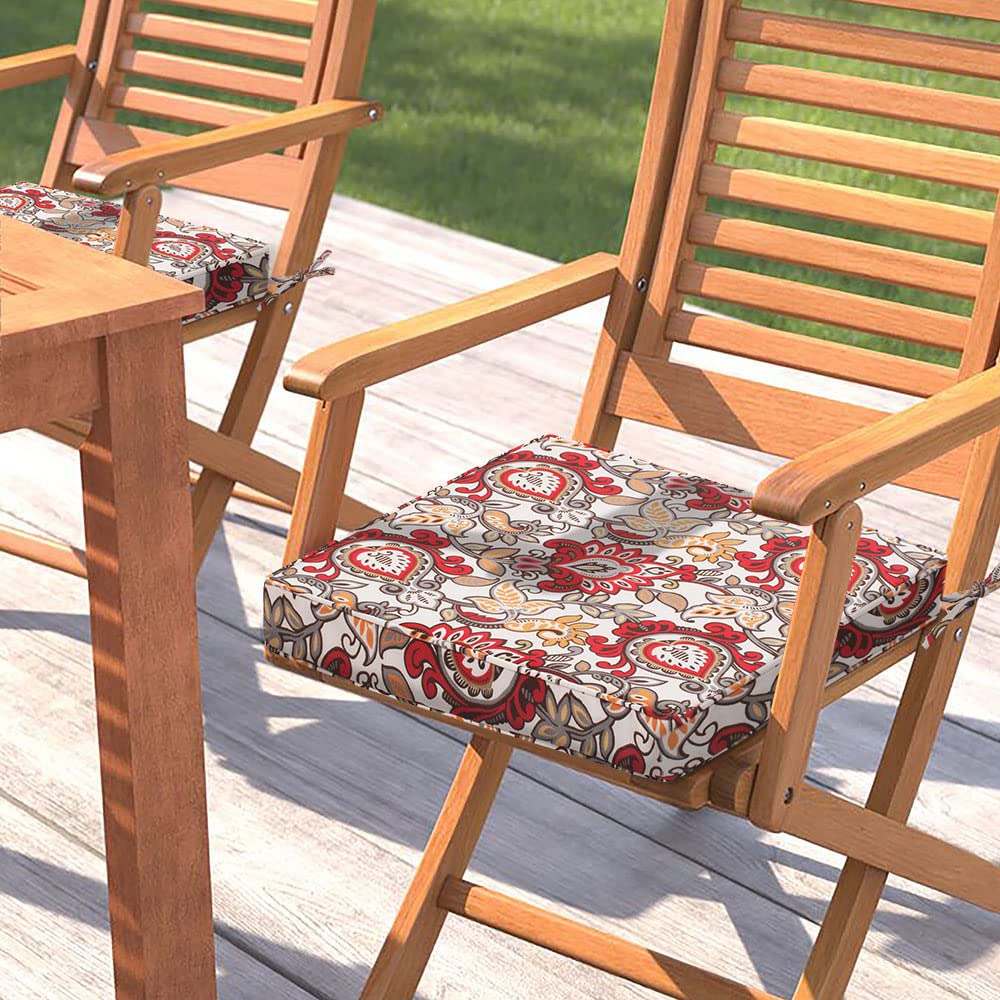 Magpie Fabrics Patio Square Chair Cushions 18'X18'X2.5' With Ties, 2 Pack, Waterproof Weather Resistant Indoor/Outdoor Univer