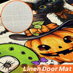 Segxcfl Halloween Door Mat Boo Ghost Pumpkin Welcome Mat Rubber Non Slip Bathroom Rugs Black Cat Linen Mat Indoor Outdoor Entran