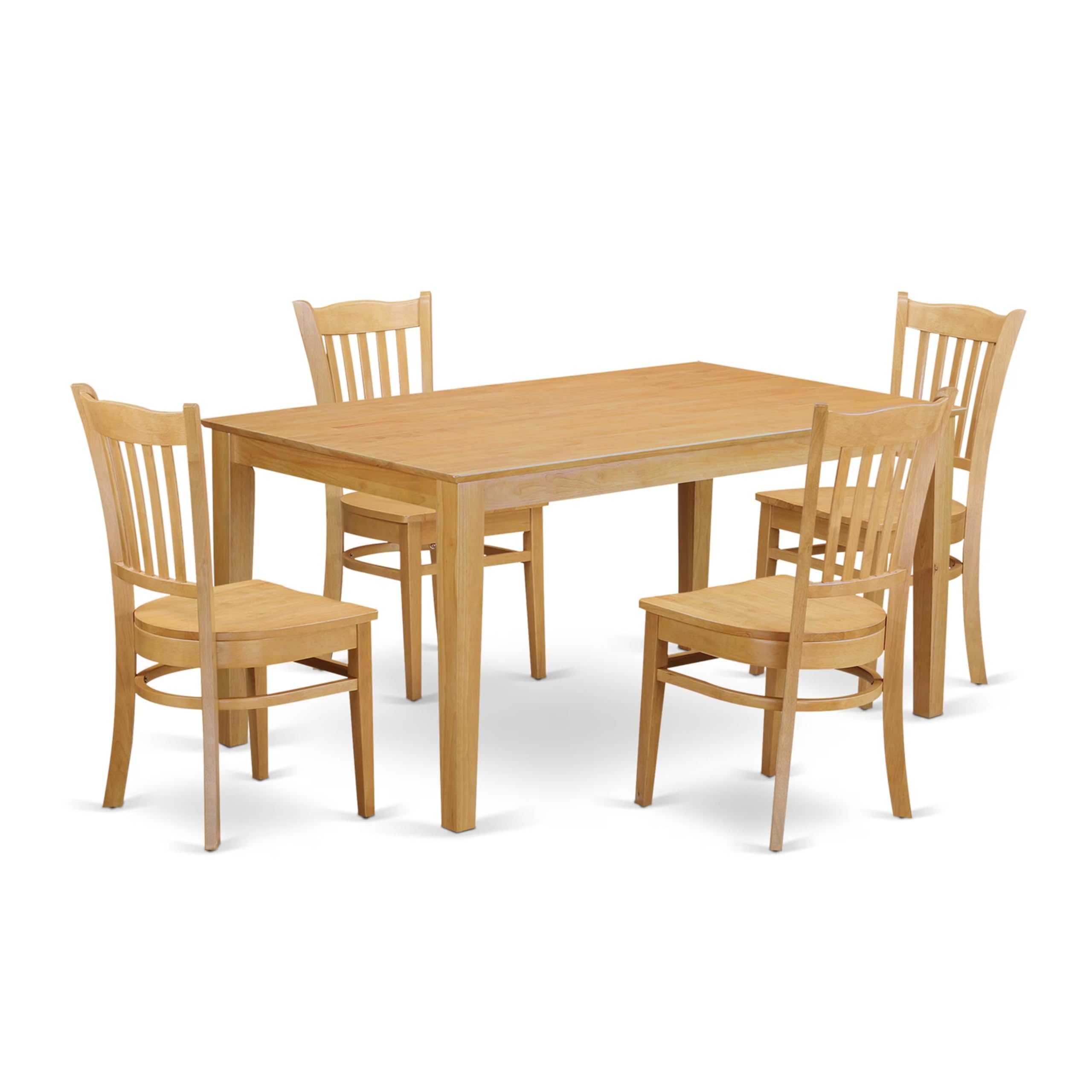 East West Furniture CAGR5-OAK-W 5 Piece Dining Room Table Set Includes a Rectangle Wooden Table and 4 Kitchen Dining Chairs, 36x60 Inch, Oak