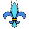 HAOSUM Fleur De Lis Decor Stained Glass Window Hangings,Handmade Housewarming Gifts for New House, Fleur De Lis Decoration Birth