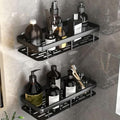 JALCON Black Bathroom Shelf Set | Self Adhesive Shower Storage Rack | No Drill Wall Mounted Organizer for Shampoo & Toiletries (