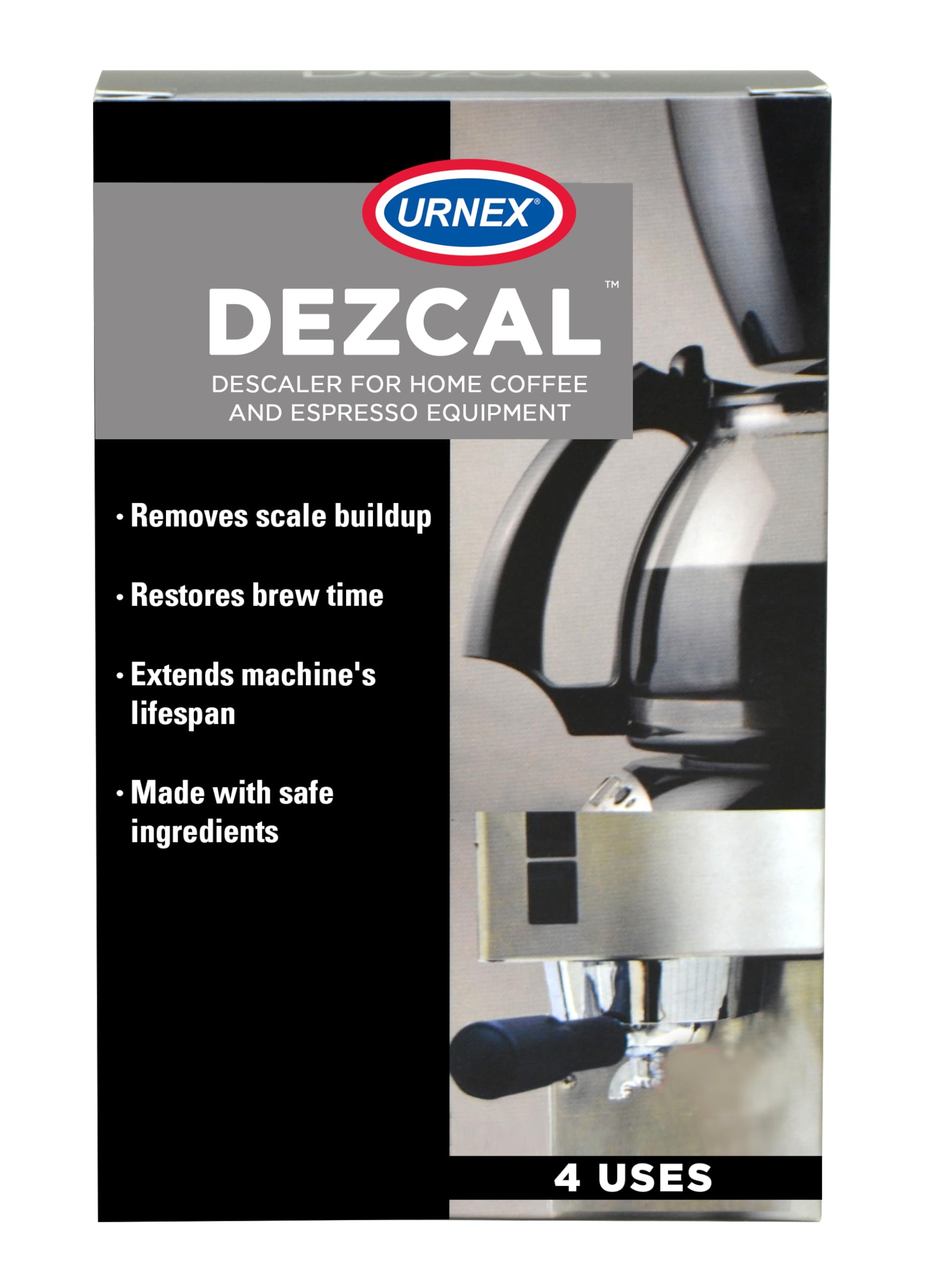Descaling Powder Solution - 4 Uses - Activated Scale Remover for use with Keurig 1.0/2.0, Home Coffee and Espresso Machines, Ket