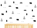 Woodland Wall Decal, Bears, Arrow, Teepees, Trees and Mountains Decor, Matte Vinyl Wall Stickers for Baby Bedroom, Nursery Wall 