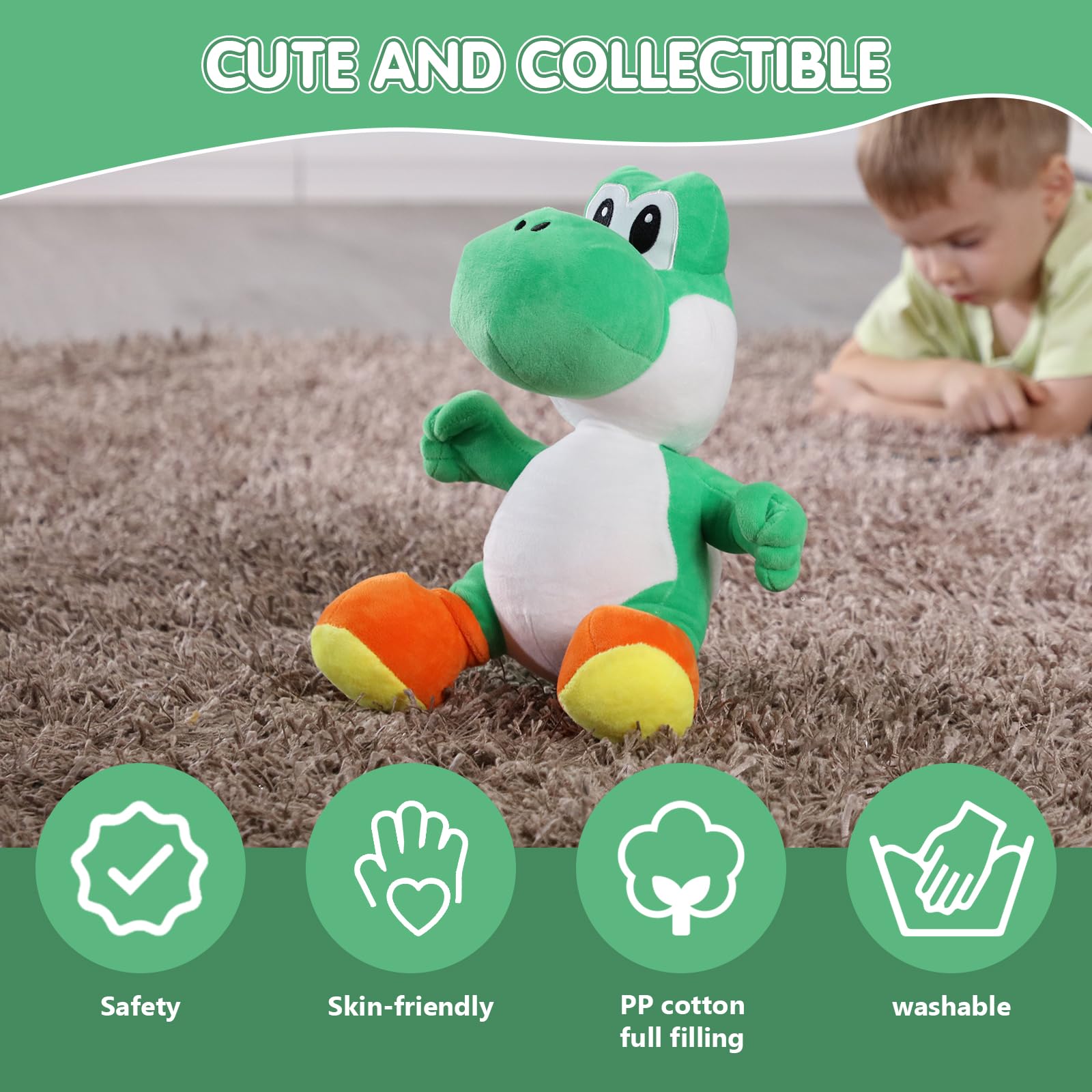 Kilative Yoshi Plush Toys, Mario All-Stars Series 13 Inch Green, Ideal For Christmas Birthday And More