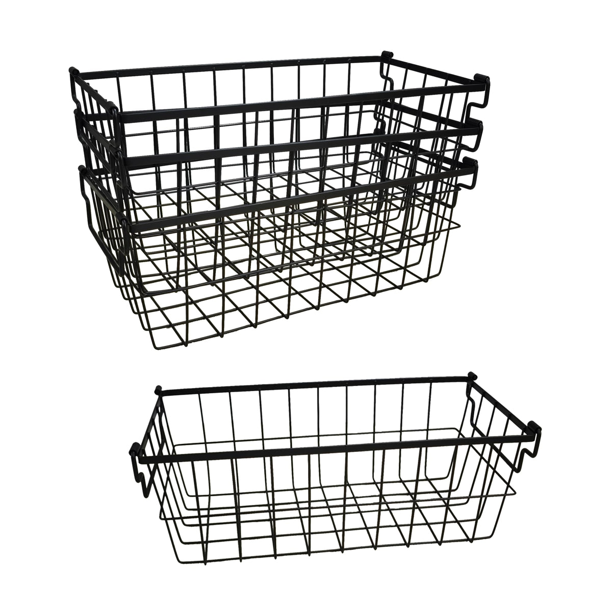 Freezer Organizer Bins, Deep Chest Freezer Baskets Stackable 4 Pack  Wire Metal Bins with Folding Handles, 30LBS Capacity, 14.6