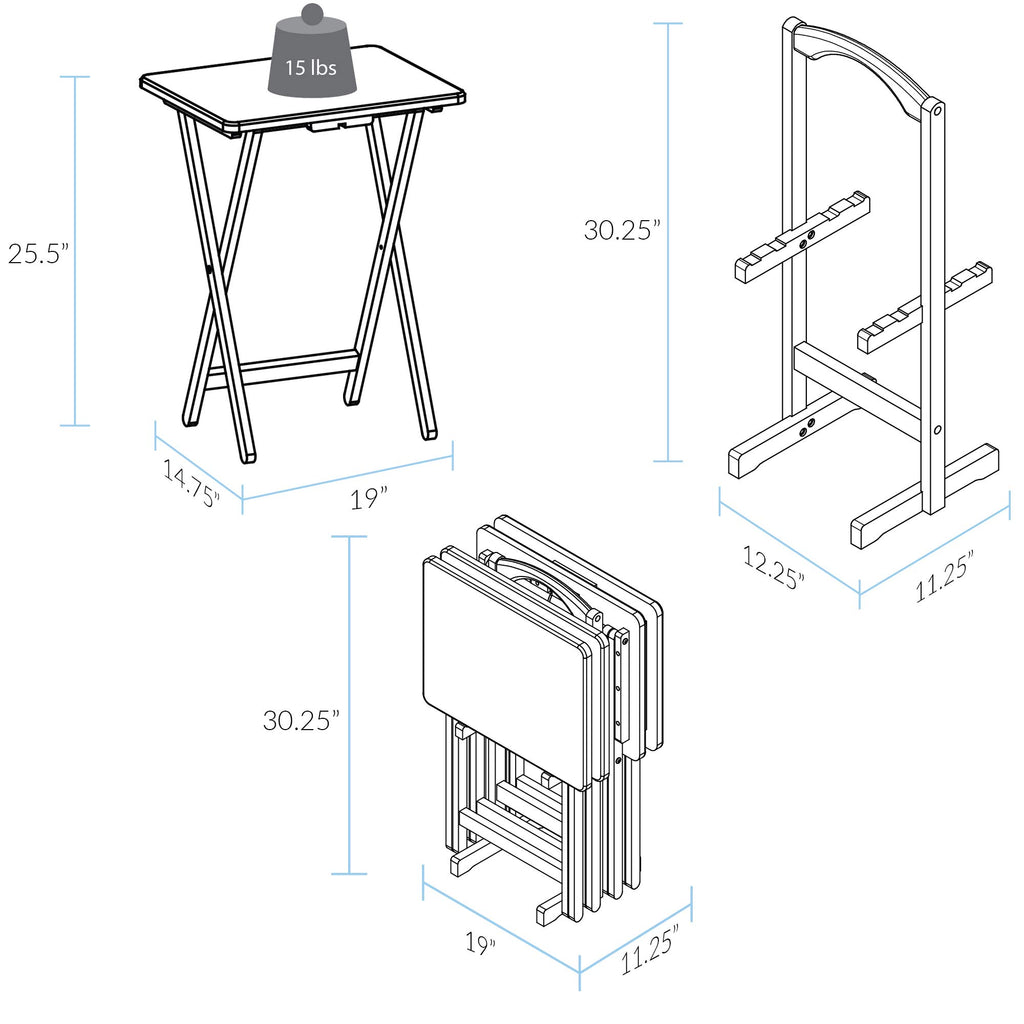Casual Home 660-40 Tray Table Set, Natural, 14.75 In X 19 In X 25.5 In, 5 Piece
