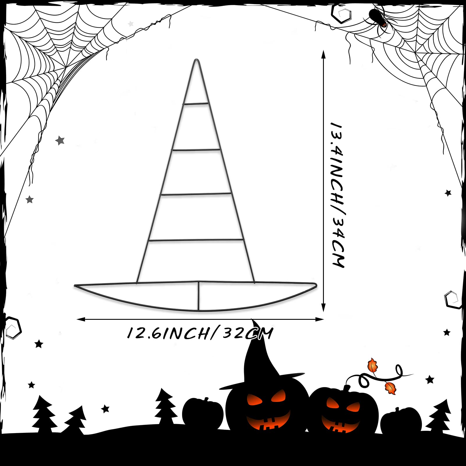 Hotop Witch Hat Shaped Metal Wreath Frame Pirate Ship Elf Hat Shape Wreath Form Metal Frame For Halloween Christmas Diy Craft Ho