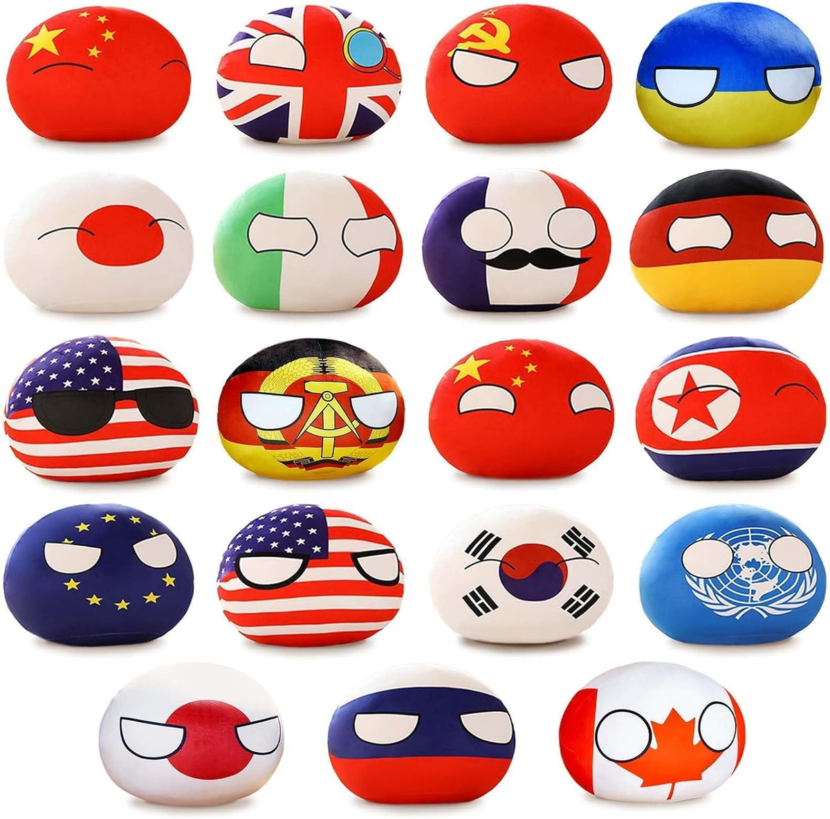 Homkt 19Pcs Countryballs Plushies Country Ball Plushies Polandball National Plush Pillow Mini Pendant Stuffed Toys Cute Keychain