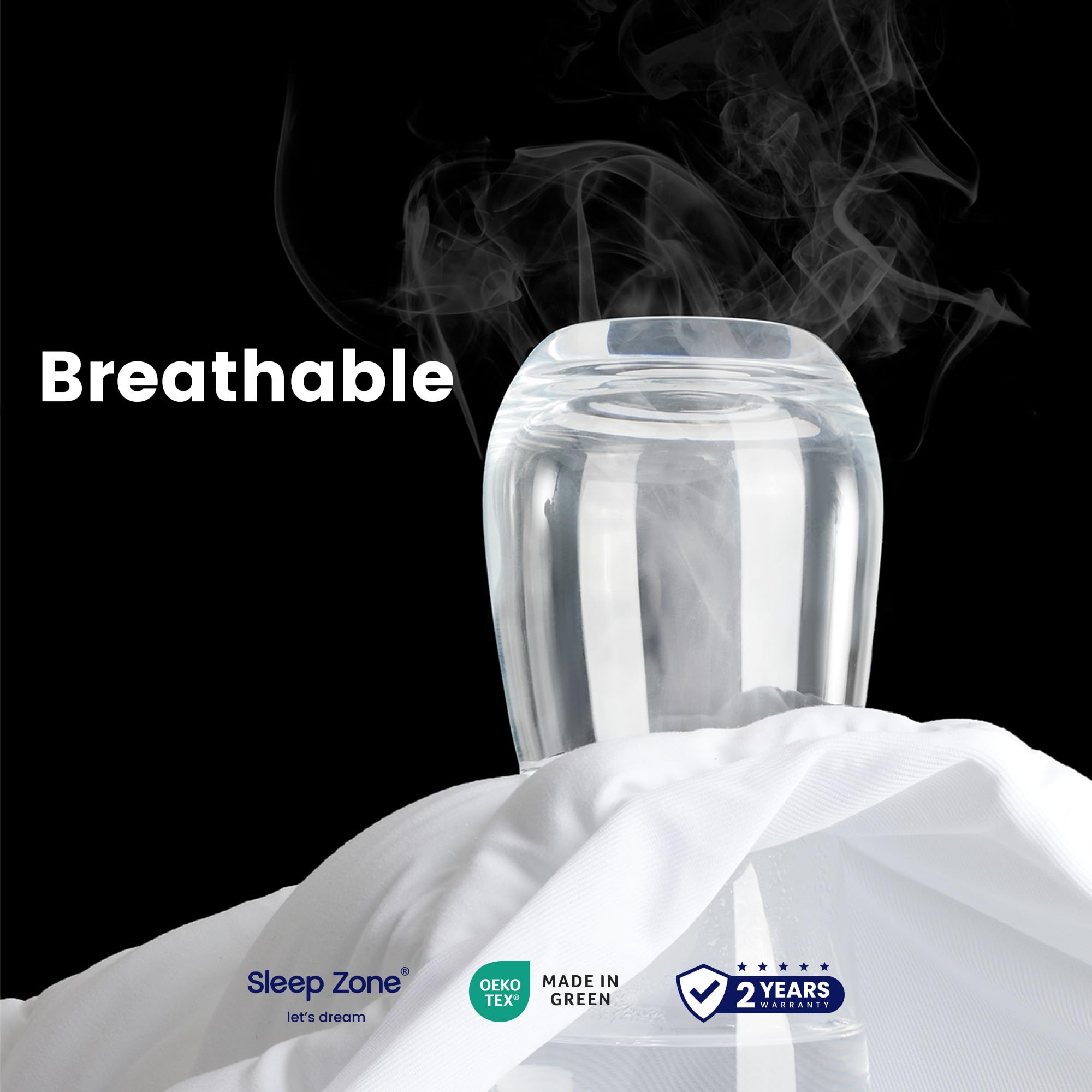 Sleep Zone Breathable Twin Mattress Pad For College Dorm, Machine Washable Quilted Fitted Mattress Cover, Deep Pocket Mattress Protector Up To 21' (White, Twin, 39X75)