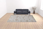 HomeRoots 514972 8 x 10 ft. Ivory & Orange Floral Hand Knotted Stain Resistant Rectangle Area Rug