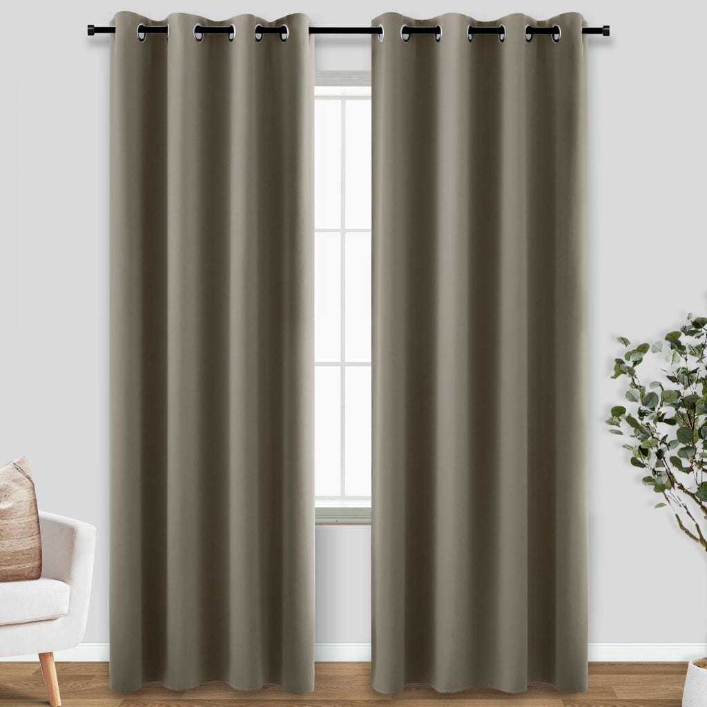 Koufall Taupe 52X96 Inches Long Blackout Curtains For Living Room