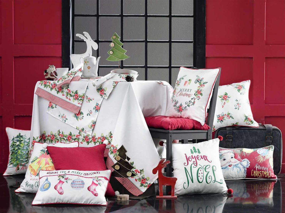 Pillows HomeRoots Multi Polyester 18'x18' Christmas Flowers Printed Decorative Throw Cover