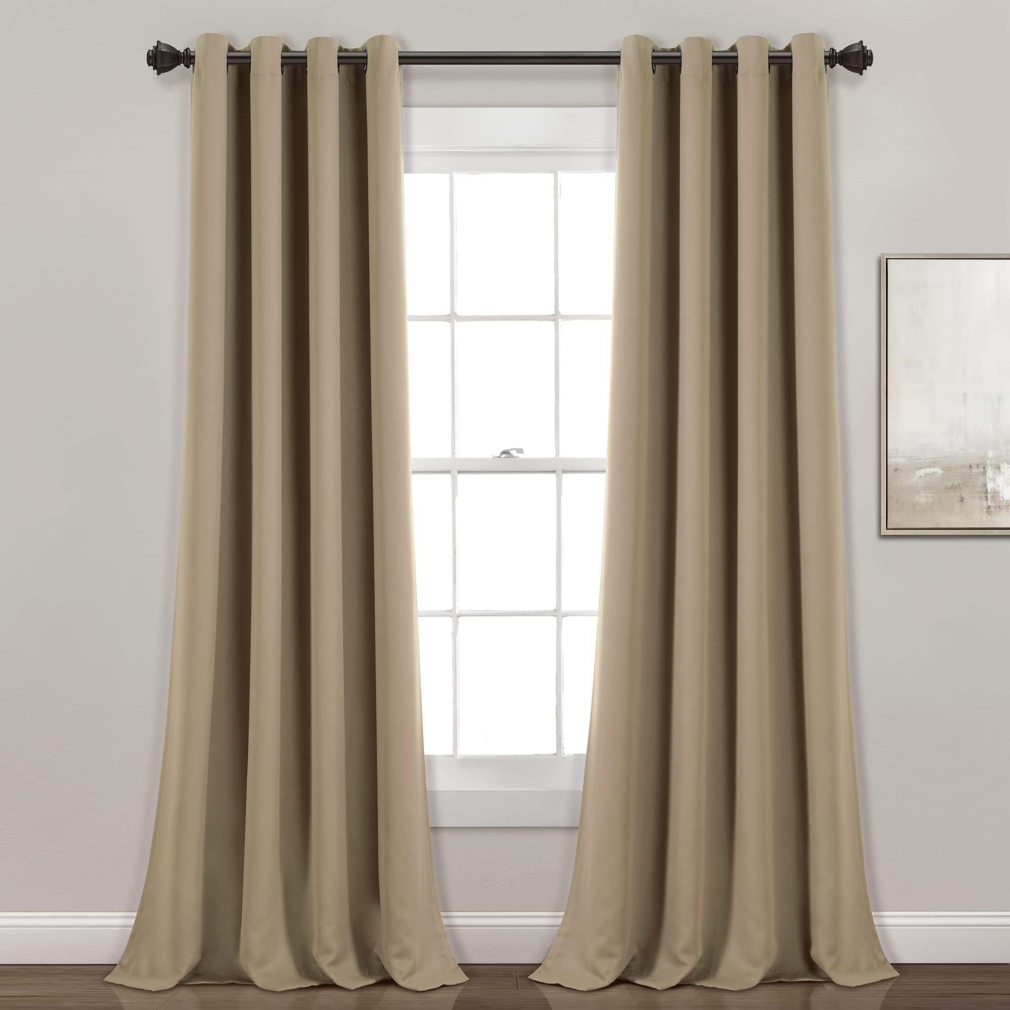 Lush Decor Insulated Grommet Blackout Window Curtain Panels, Pair, 52' W X 84' L, Mocha - Classic Modern Design - Chic Window
