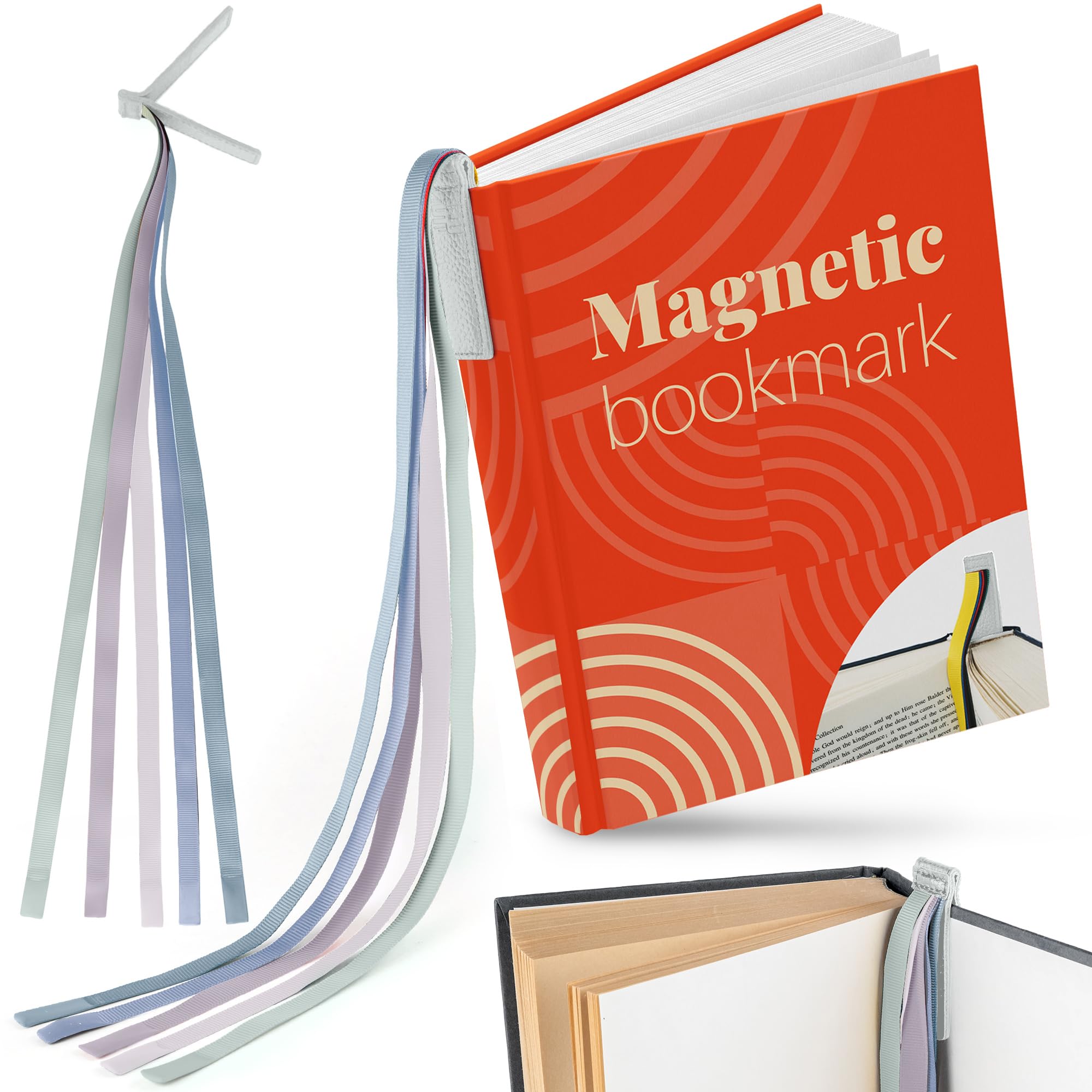 Superior Essentials Magnetic Leather Bible Bookmark-Attachable Bible Ribbon Bookmarks For Book Lovers With 5 Colorful Strings -