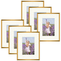Golden State Art, 8x10 Aluminum Picture Frames with Ivory Color Mat for 5x7 Photo- with Sawtooth Hangers, Spring Clips, Easel St