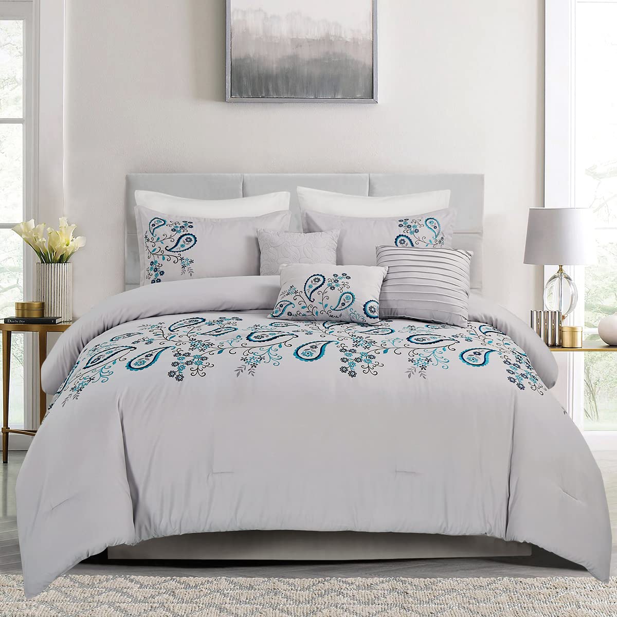 Merry Home Bedding Comforter Sets - Bed In A Bag California King Size Comforter Set(400Gsm), 7 Pieces Comforter Set Soft And Com