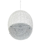 Modway Hide Wicker Rattan Sunbrella® Fabric Outdoor Patio Swing Chair With Hanging Steel Chain In White Gray