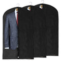 HANGERWORLD 40 Garment Bag Suit Bags for Closet Storage Breathable Clothes Cover Dust Protector (3 Pack, Black)