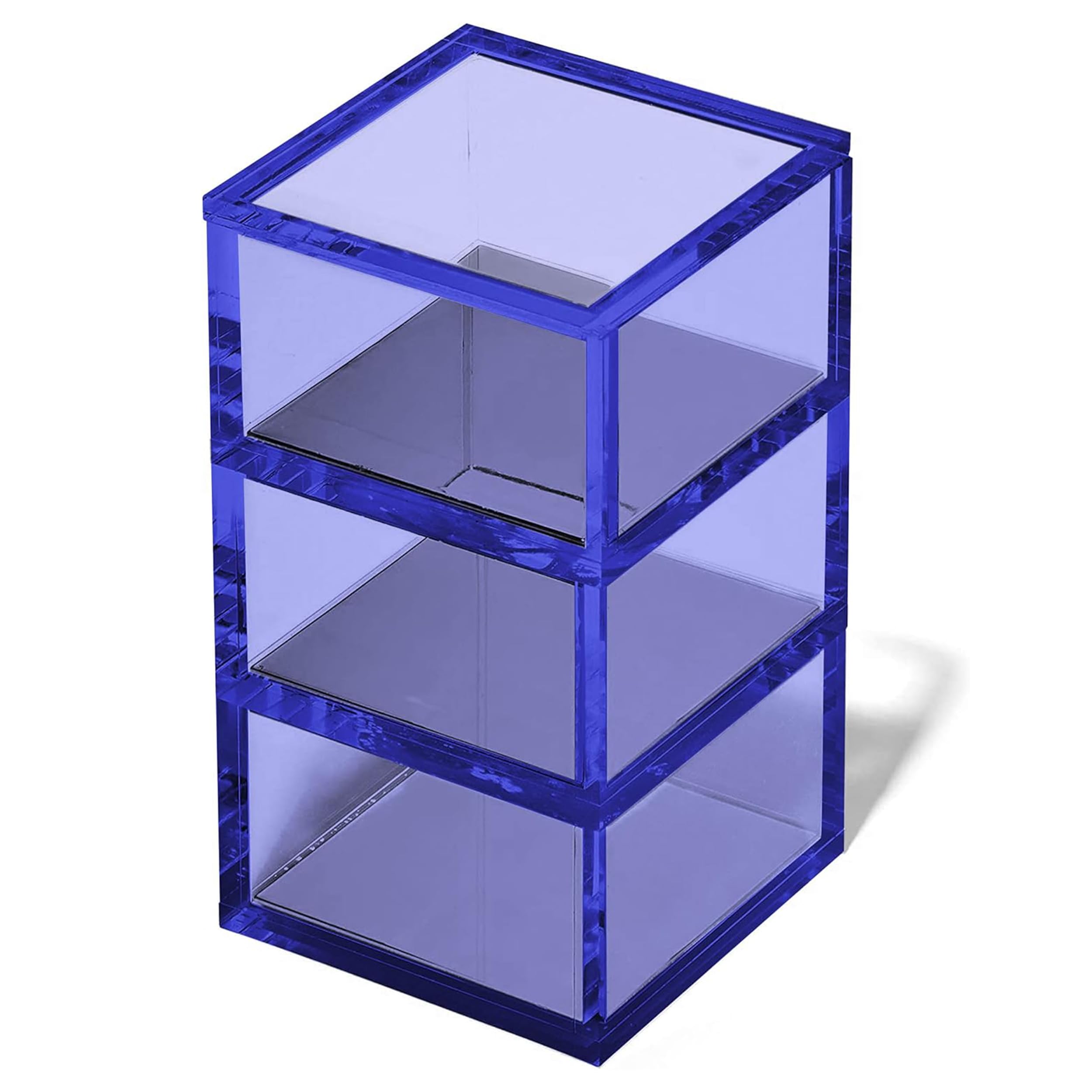 Officegoods 3-Tier Stackable Acrylic Holder- Stylish Desk Organizer And Storage For Office Or Home - Transparent Square Design,