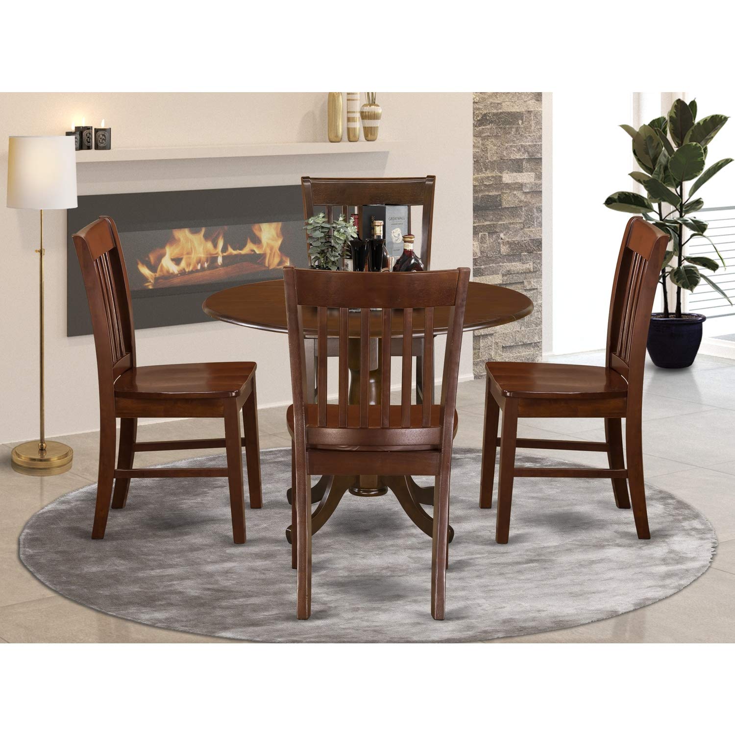 East West Furniture Dlno5-Mah-W 5 Pc Small Kitchen Table And Chairs Set-Small Kitchen Table Plus 4 Kitchen Chairs