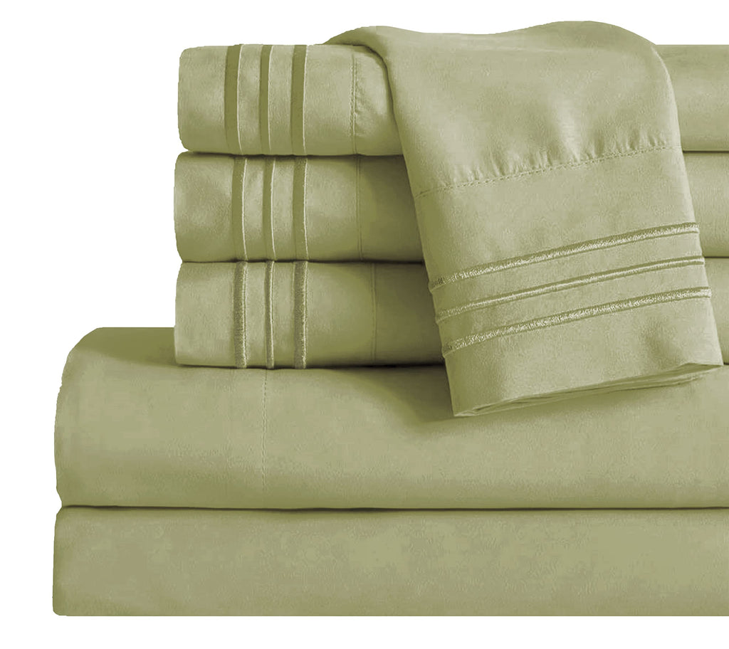 Mocassi Queen Sheet Set - Luxury Hotel 1800 Premier Bedding Sheets & Pillowcases - Ultra Soft Breathable & Cooling Bed Sheets - Deep Pocket - Wrinkle Resistant - 6 Piece Set - Queen, Sage Green