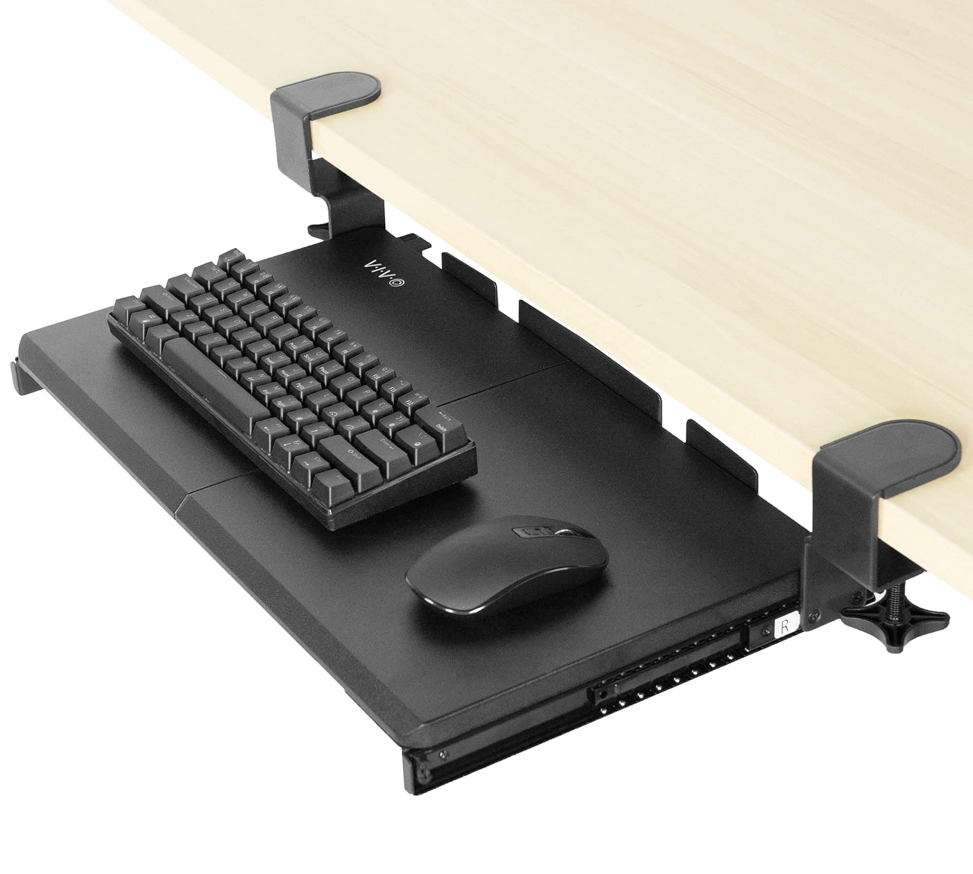 Vivo Small Keyboard Tray, Under Desk Pull Out With Extra Sturdy C Clamp Mount System, 20 Inches (26 Inches Including The Clamps)