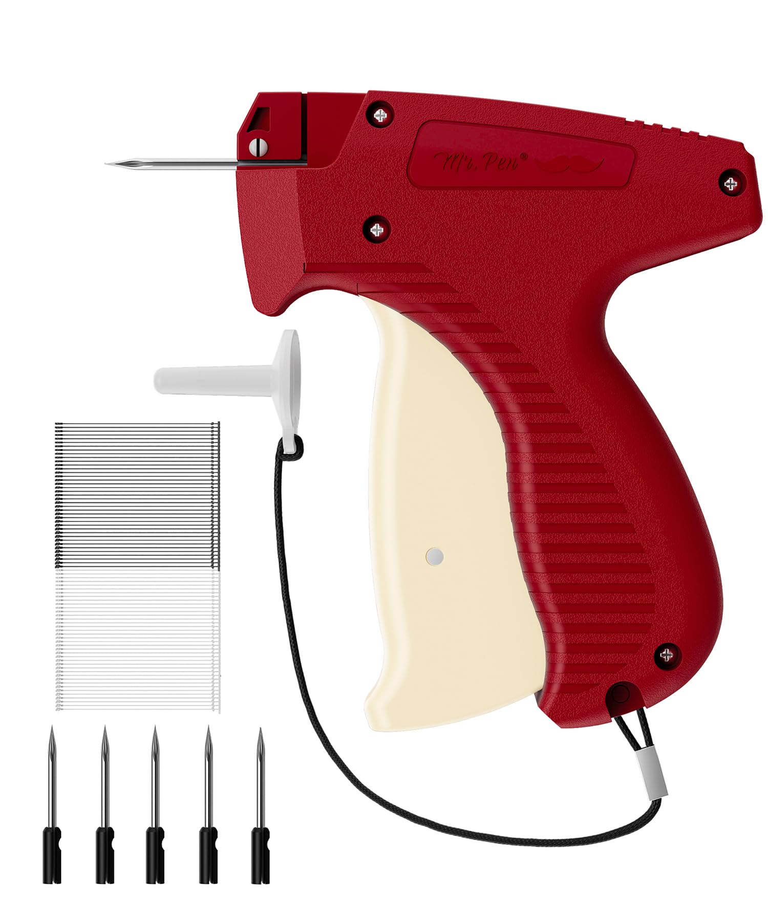 Mr. Pen- Tagging Gun, 5 Needles, 1000 Black And 1000 White 2' Barbs Fasteners, Red & White, Tagging Gun For Clothing Tag Gun Fo