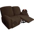 Jiviner Newest 6-Piece Recliner Chair Covers Stretch Jacquard Sofa Covers For Recliner Loveseat Recliner Slipcovers Soft Recliner Couch Cover Protector With Pocket (Loveseat Recliner, Dark Coffee)