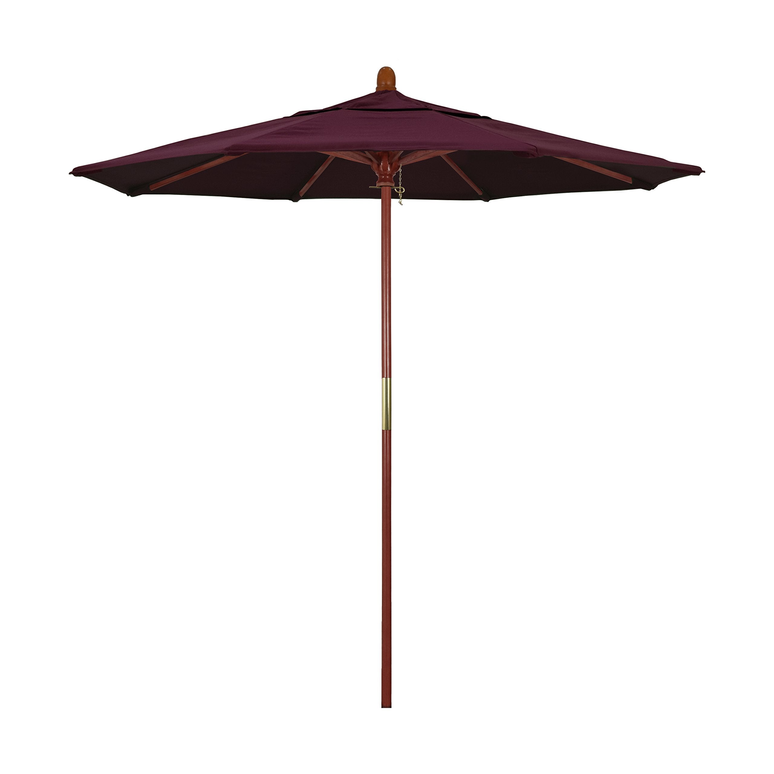 California Umbrella 7.5' Round Hardwood Frame Market Umbrella, Stainless Steel Hardware, Push Open, Pacifica Purple