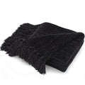 Recyco Throw Blanket Soft Cozy Chenille Throw Blanket With Fringe Tassel For Couch Sofa Chair Bed Living Room Gift (Black, 50'
