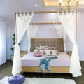 Linentalks Sheer Canopy Bed Curtains For King, Queen, Full And Twin Bed, 4 Corner Bed Canopies & Drapes, Four Poster Bed Canopy