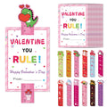 Valentine'S Day Rulers Bookmarks And Cards Set, 48 Pcs, Funny Gifts For Reading Lovers, Students, Party Decor