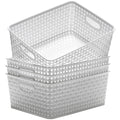 Eslite Plastic Storage Baskets,11.4X8.9X4.7,Pack of 4 (White)
