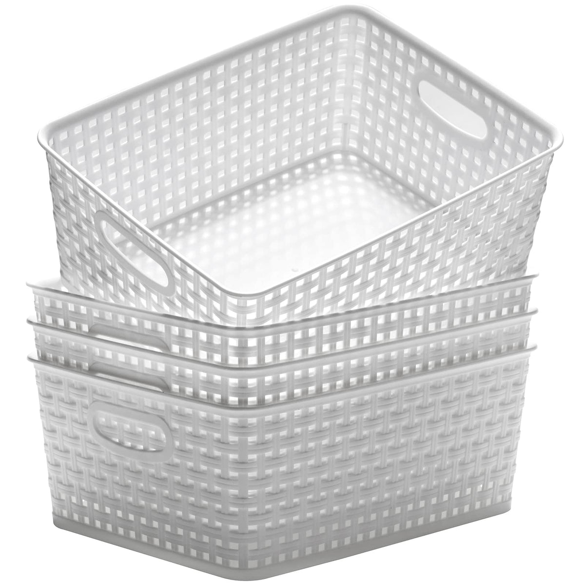 Eslite Plastic Storage Baskets,11.4X8.9X4.7,Pack of 4 (White)