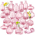 Pink Bud Vase Set of 24 - Small Glass Vases for Flowers, Bulk Mini Vases for Rustic Wedding Decor, Glass Vases for Centerpieces,