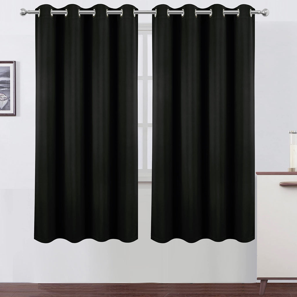 Lemomo 100% Blackout Curtains 52 X 72 Inch/Black Curtains 2 Panels With Black Lining Room Darkening Thermal Insulated Bedroom Cu