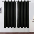 Lemomo 100% Blackout Curtains 52 X 72 Inch/Black Curtains 2 Panels With Black Lining Room Darkening Thermal Insulated Bedroom Cu