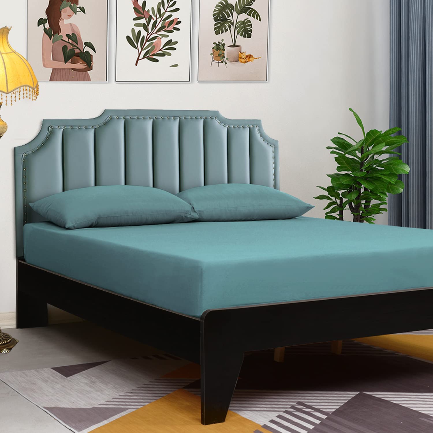 Lirex Fitted Sheet, Twin Xl Size 100% Egyptian Cotton 300 Thread Count Soft Breathable Fitted Sheet, 100X190Cm, Blue