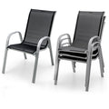 Giantex Set of 4 Patio Chairs, Outdoor Stackable Dining Chairs w/Armrests, 330 LBS Capacity, All Weather Fabric, Heavy Duty Rust