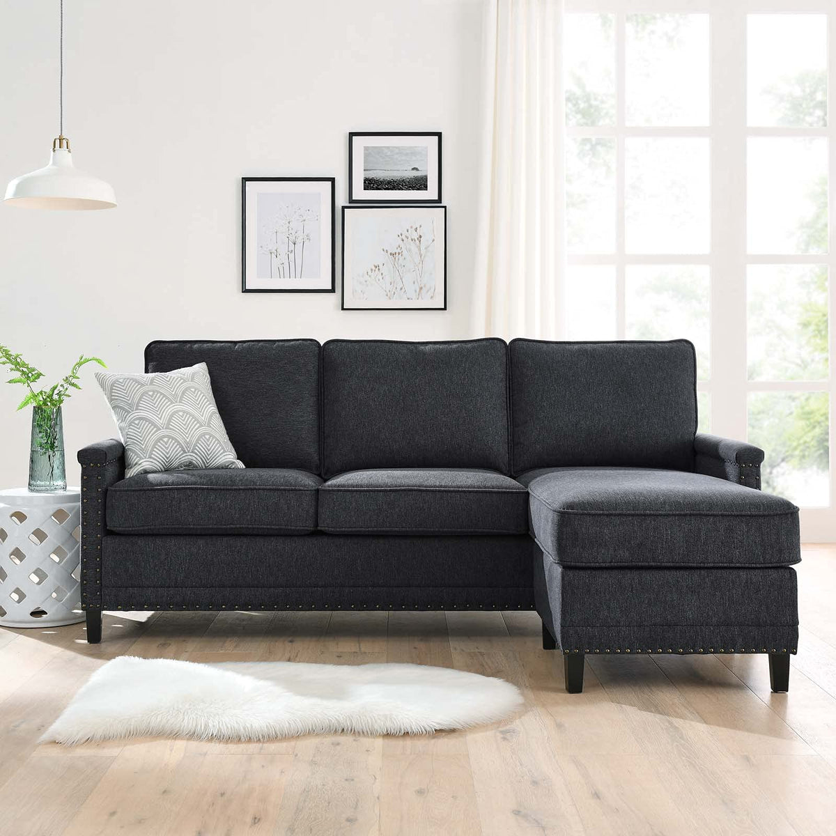 Modway Ashton, Sectional Sofa, Charcoal