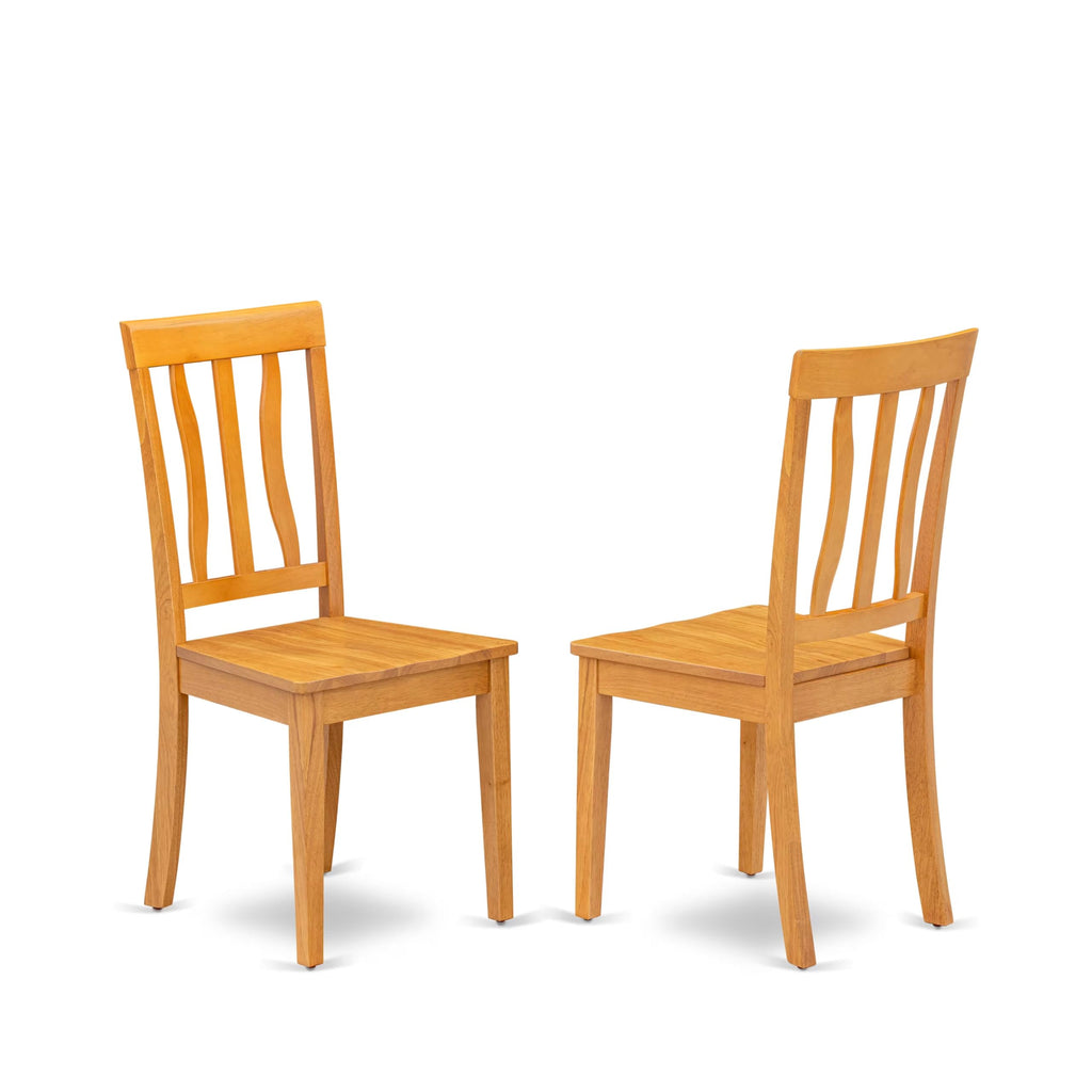 East West Furniture AVAT5-OAK-W 5 Piece Kitchen Table Set for 4 Includes an Oval Dining Room Table with Butterfly Leaf and 4 Solid Wood Seat Chairs, 42x60 Inch, Oak