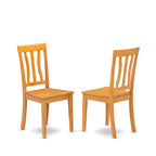 East West Furniture AVAT5-OAK-W 5 Piece Kitchen Table Set for 4 Includes an Oval Dining Room Table with Butterfly Leaf and 4 Solid Wood Seat Chairs, 42x60 Inch, Oak