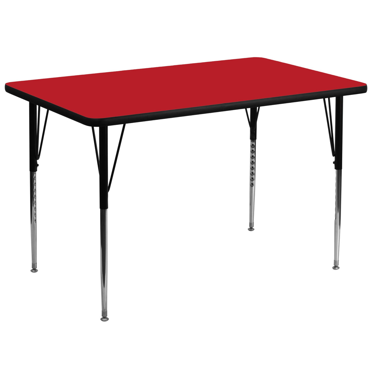 Flash Furniture Wren 36''W x 72''L Rectangular Red HP Laminate Activity Table - Standard Height Adjustable Legs