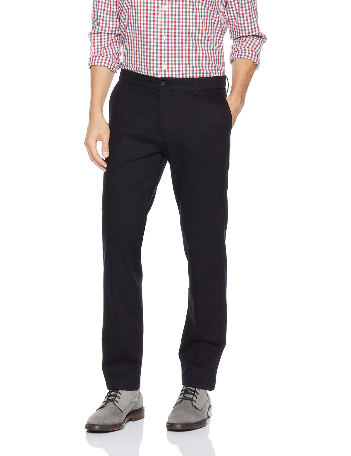 Dockers Mens Slim Fit Signature Khaki Lux Cotton Stretch Pants, Black, 36W X 32L