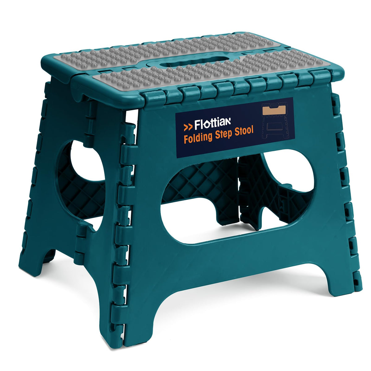 Flottian 11' Folding Step Stool For Adults And Kids Holds Up To 300 Lbs,Non-Slip Folding Stools With Portable Handle, Compact Plastic Foldable Step Stool For Bedroom, Kitchen Turquoise Green,1Pc