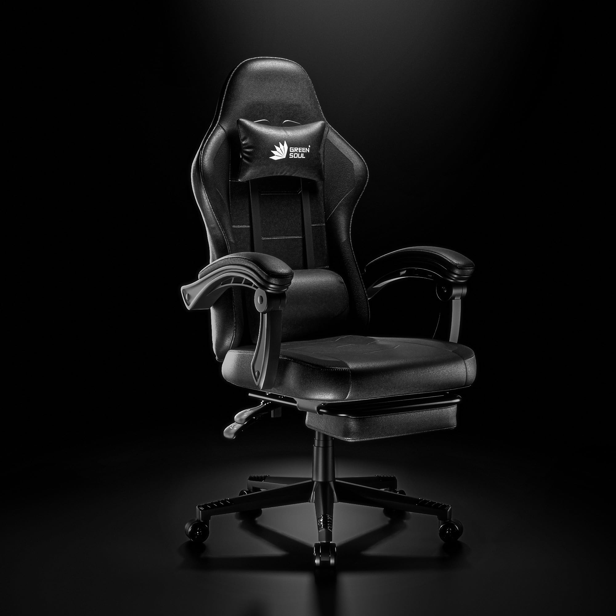 Green Soul Blade Ergonomic Gaming Chair | Leatherette | MultiFunctional Computer Chair | Integrated Massager | Ergosync Armrest
