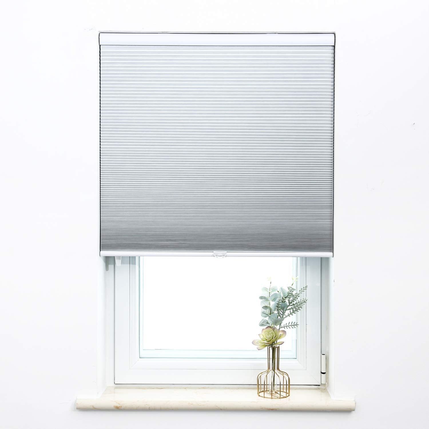 Cellular Shades Cordless Blackout Honeycomb Blinds Fabric Window Shades White(Blackout), 24'' W X 64'' H