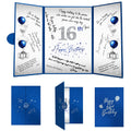 Crenics 16th Birthday Decorations for Boy or Girls, Creative 16th Birthday Guest Book Alternative, Blue and Silver 16 Birthday S