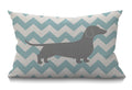 Dachshund Dog Pillow Dachshund Pattern Dog Teal Waves Striped Cotton Linen Cushion Cover Oblong Rectangle Pillow Cases For Men W